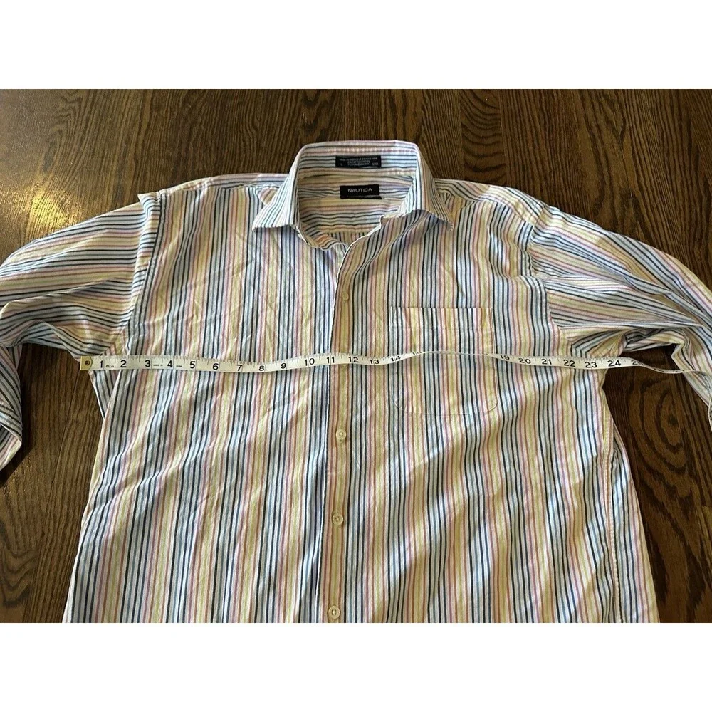 Nautica Comfort Stretch Stripe Long Sleeve Men's Size 16 32/33 Button up‎ Shirt